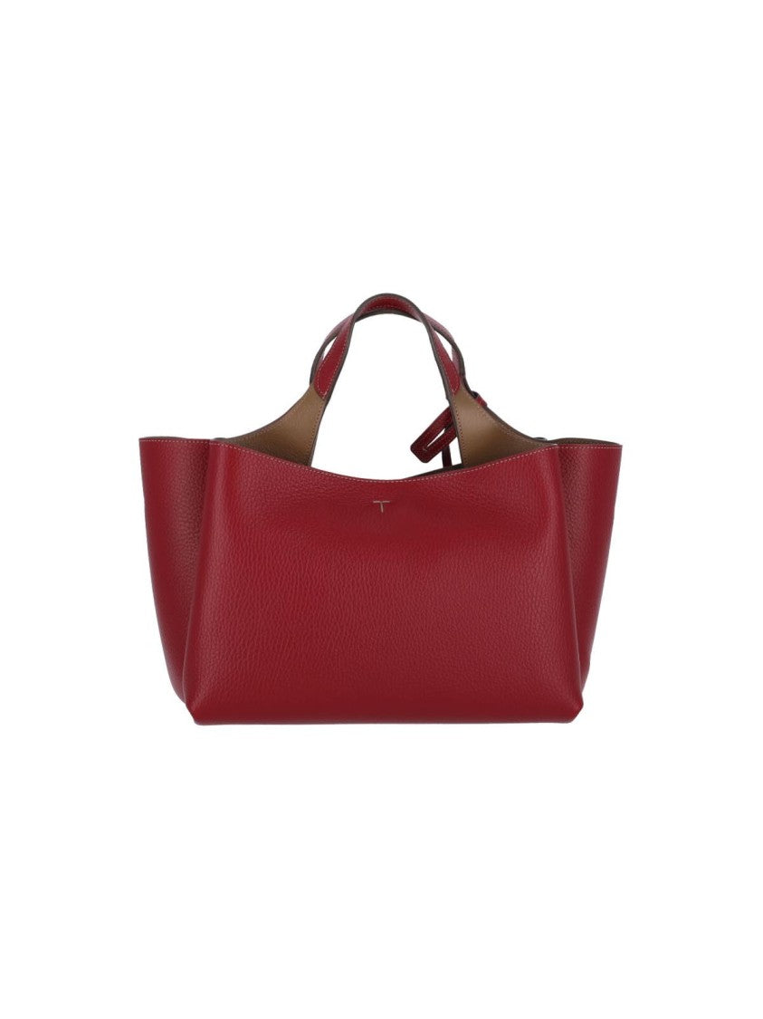 Tod's Borsa Mini Logo In Textured Bordeaux Leather