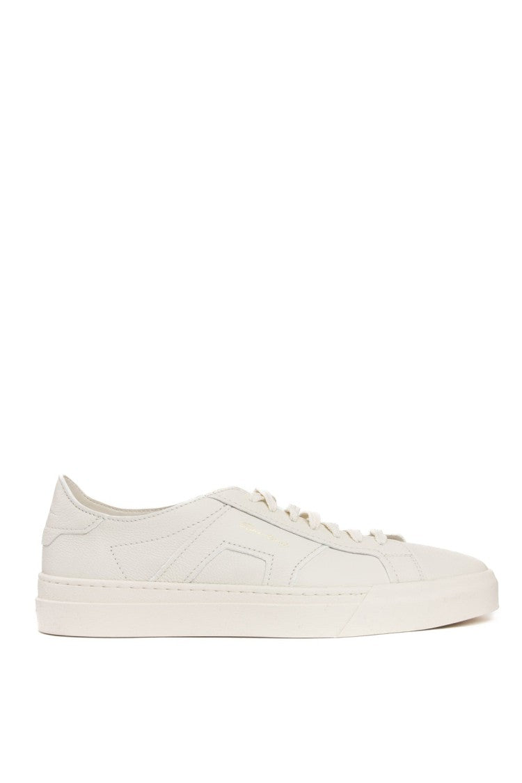 Santoni Double-Buckle Hammered Leather Sneakers
