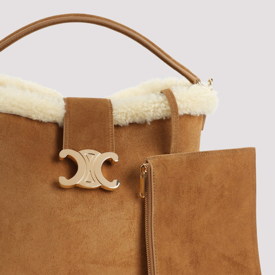 Celine Tobacco Brown Suede Leather Medium Louise Bucket Bag