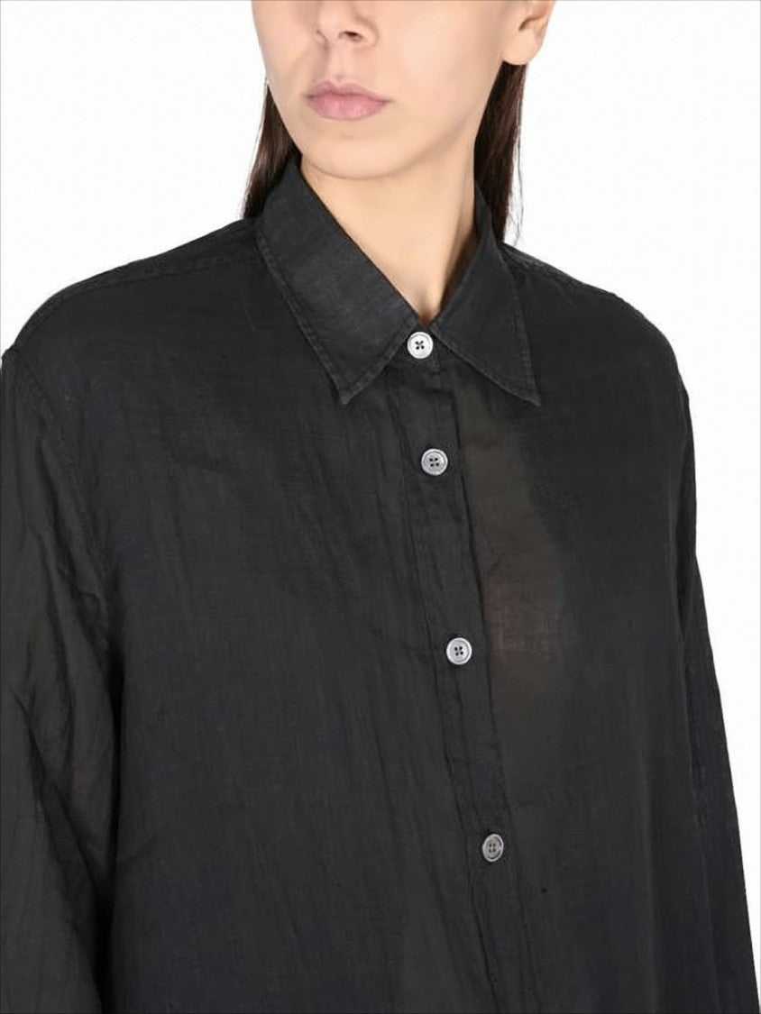 Our Legacy Semi-Sheer Black Shirt With Classic Collar