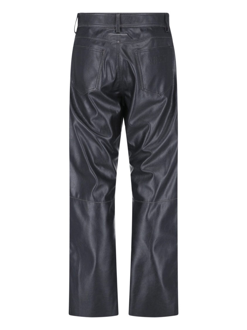 Mm6 By Maison Margiela Black Faux Leather Straight-Leg Pants