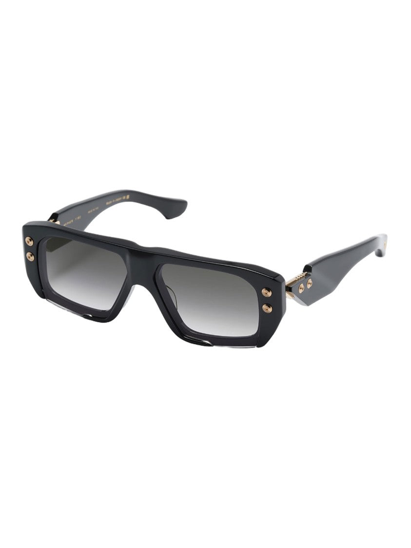 Dita Angular Black Acetate Sunglasses With Gold Accents