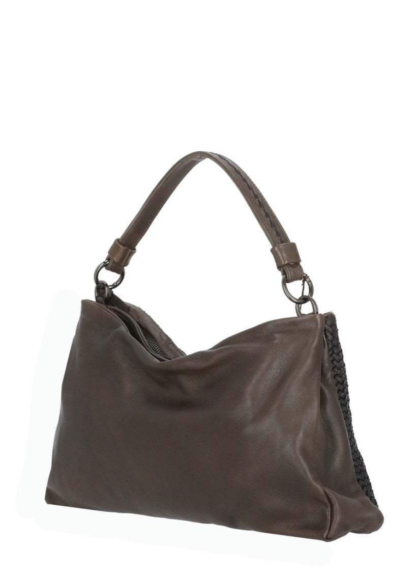 Reptile's House Braided Pattern Shoulder Bag With Fringed Zip Closure