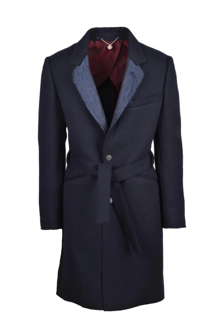 Maurizio Miri Wool Coat - Navy Blue