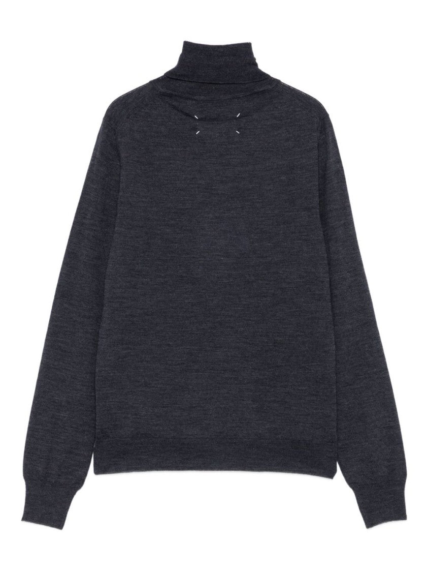 Maison Margiela High Turtleneck Dark Blue Wool Sweater