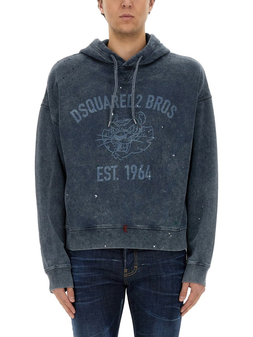 Dsquared2 Relaxed-Fit Grey Sweatshirt With Iconic Logo Print