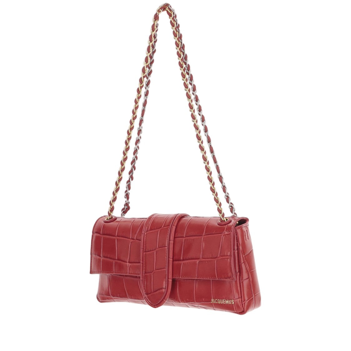 Jacquemus Red Chaine Animal Print Two-Tone Chain Leather Shoulder Bag