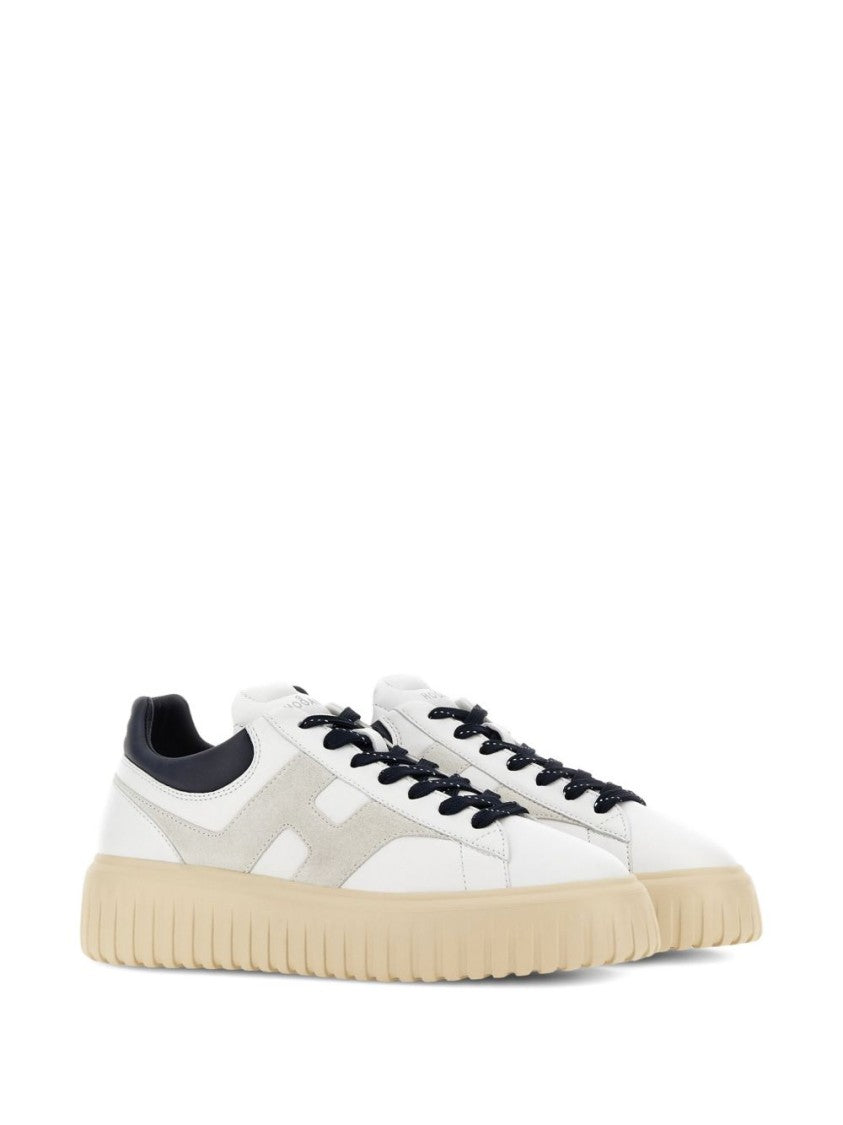 Hogan Bianco E Blu Sneakers With Leather Accents