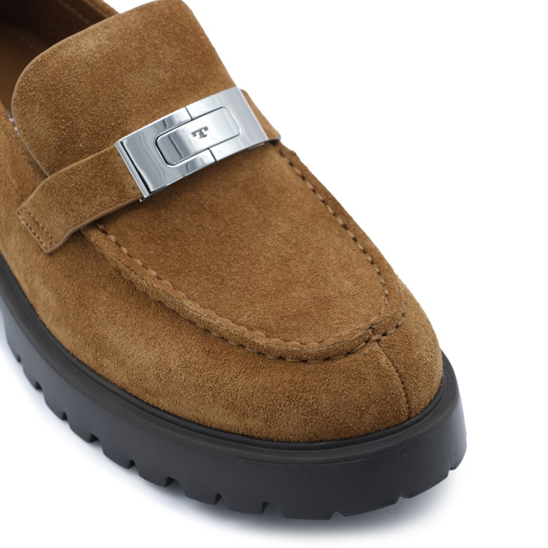 Tory Burch Moccasin-Toe Chunky Loafers Suede - Brown