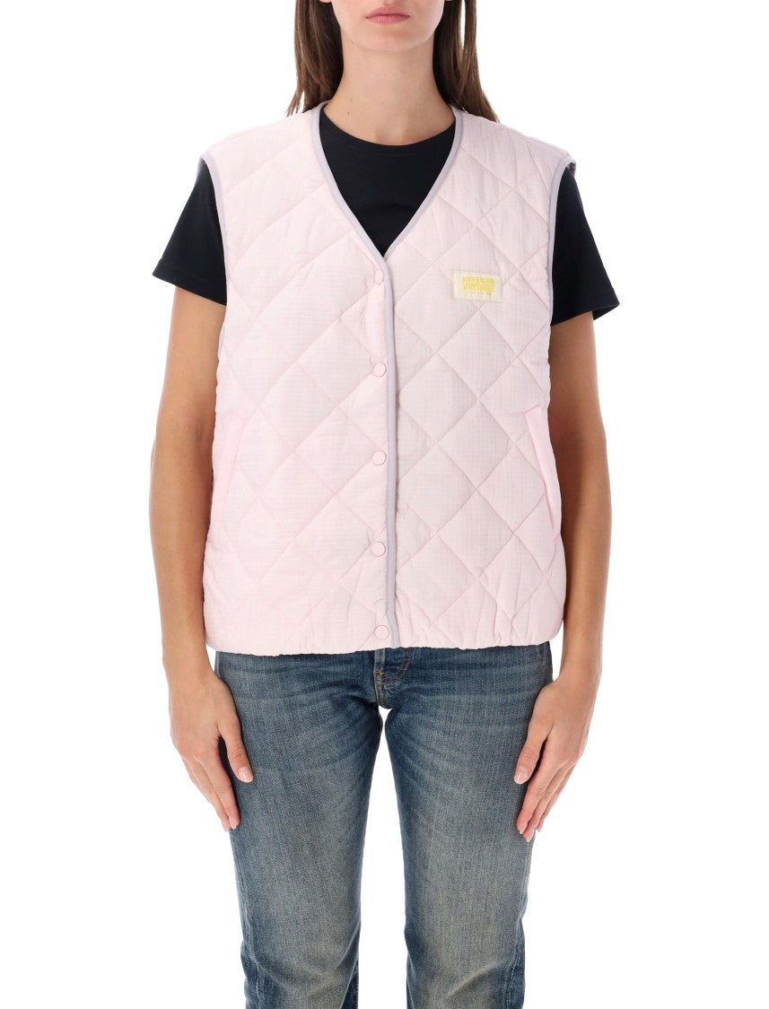 American Vintage Yupibam Cropped Quilted V-Neck Vest