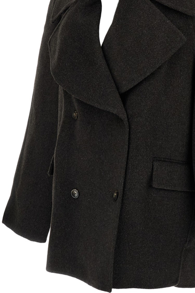 Loulou De Saison Brown Neil Wool-Cashmere Double-Breasted Blazer