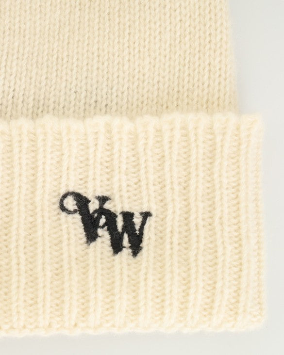 Vivienne Westwood Ribbed Cashmere Beanie With Embroidered Monogram Motif
