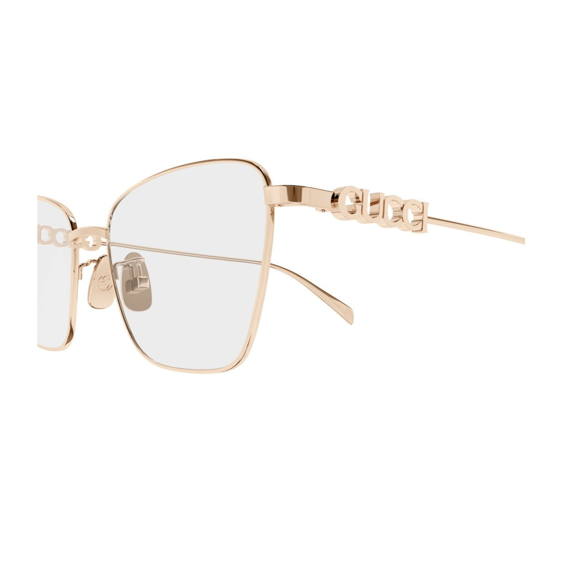 Gucci Gold Geometric Metal Eyeglasses