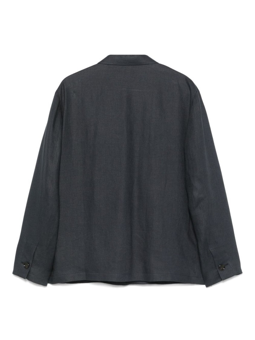 Lardini Relaxed Fit Linen Shirt With Concealed Fastening