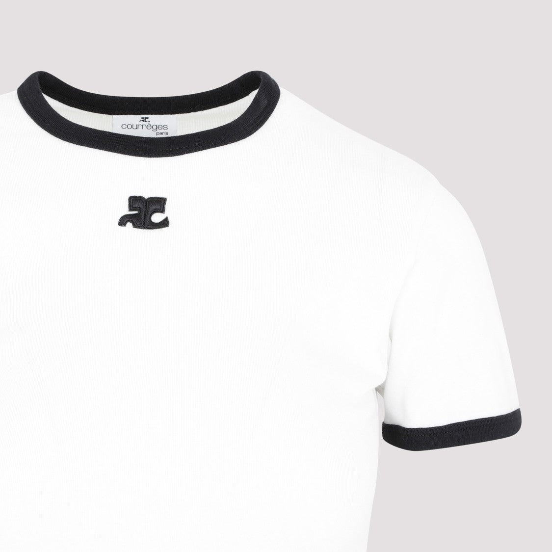 Courrèges White Bumpy Contrast Logo T-Shirt
