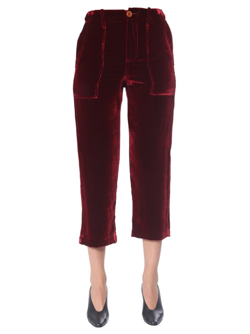 Jejia Burgundy Velvet Cropped Pants