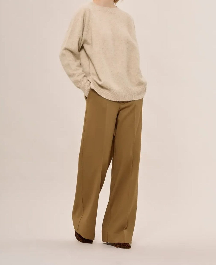Parosh Long-Sleeved Crew Neck Sweater In Soft Butter Shade