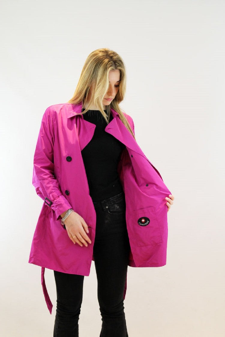 Canadiens Fuchsia Trench Jacket With Double-Breasted Design