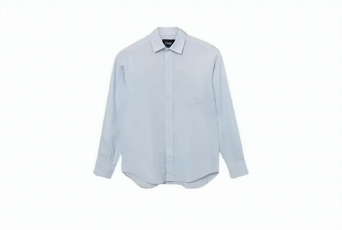Drake's Long-Sleeve Blue Linen Shirt With Classic Collar