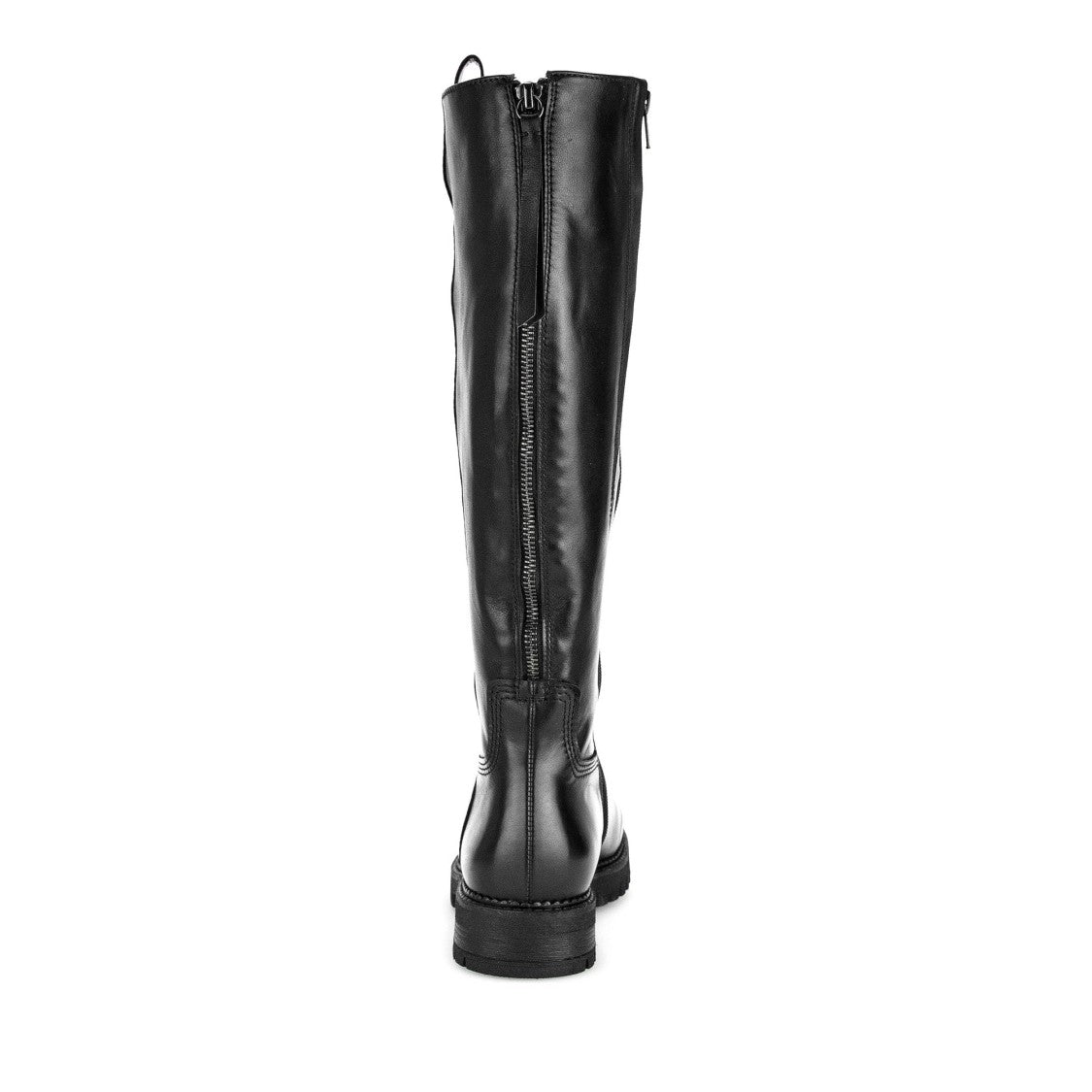 Gabor Black Polished Side Zipper Sturdy Sole Leather Boots