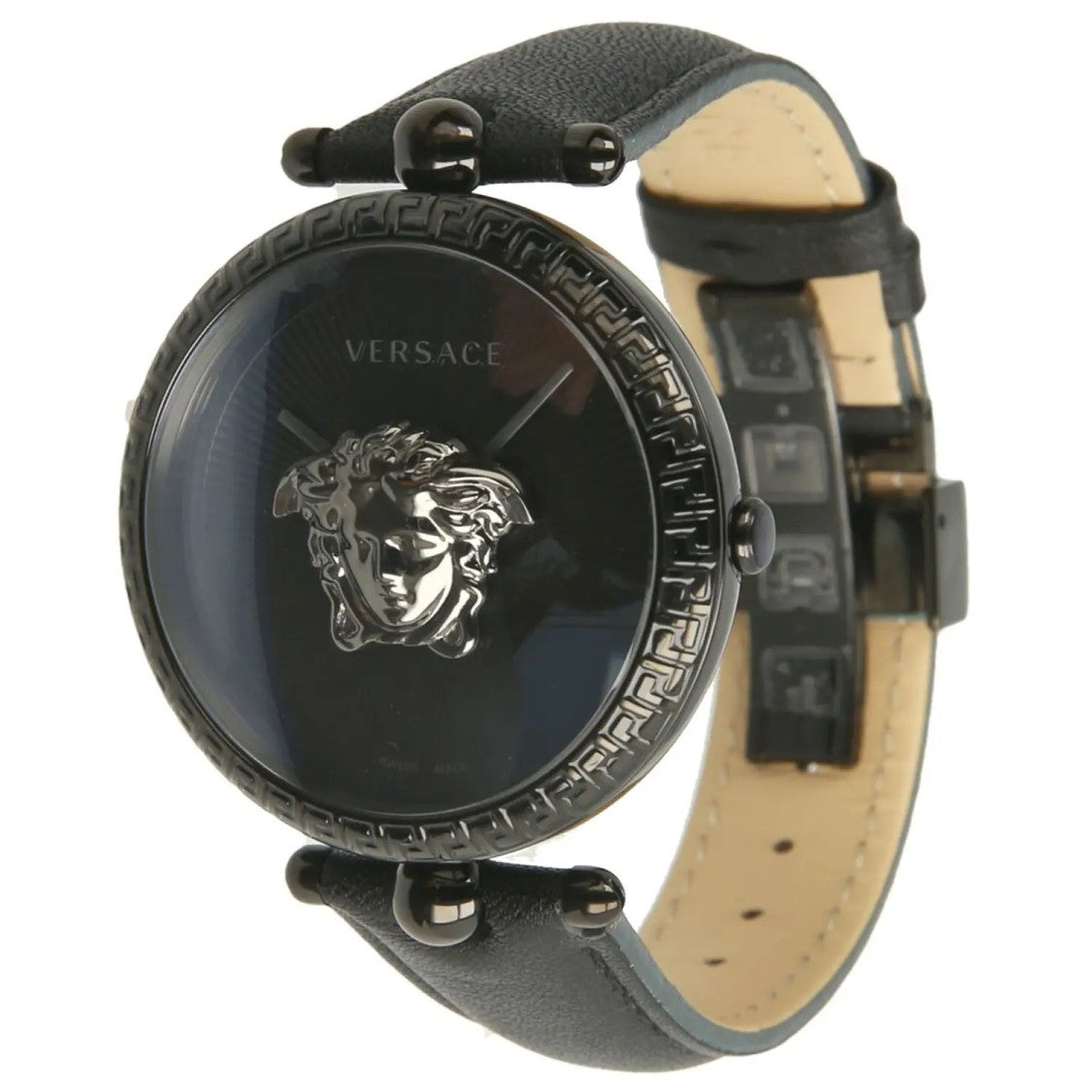 Versace Greca Logo 38Mm Women's Analog Watch With Blue Leather Strap