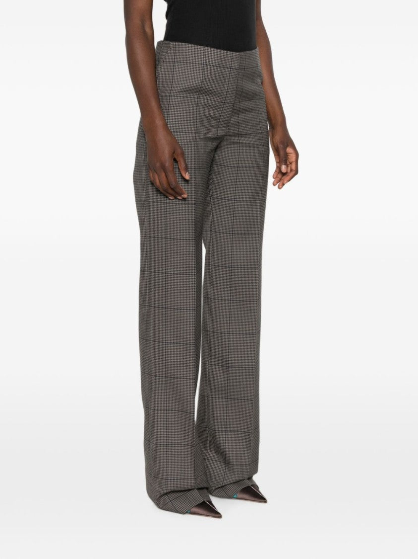 Mugler Tailored Houndstooth Straight-Leg Pants - Grey