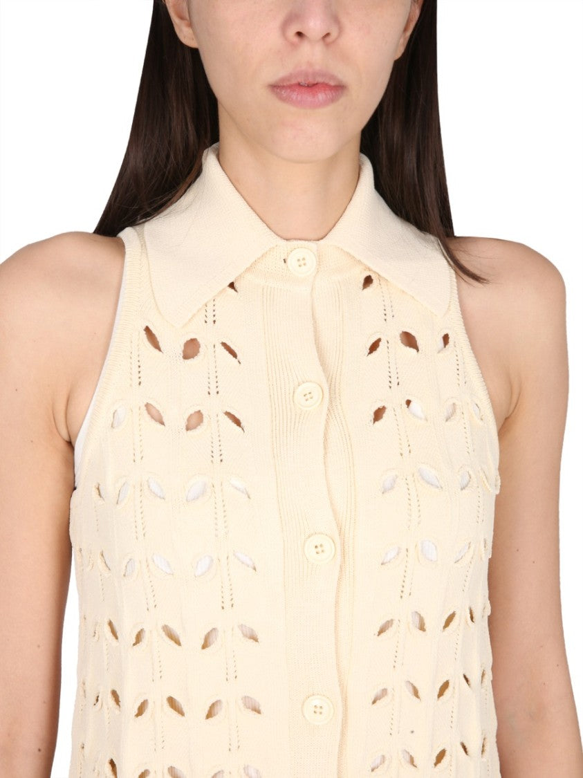 Max Mara Perforated Dress With Button Closure And Lightweight Design
