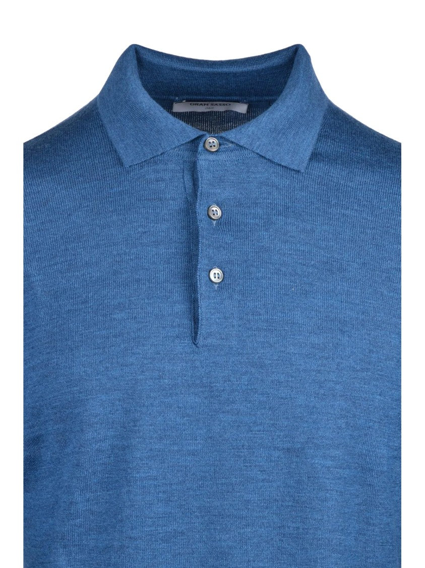 Gran Sasso Virgin Wool Polo Knit With Classic Collar And Three-Button Placket