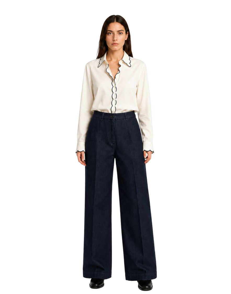 Nine In The Morning Rinse Fiamma Boy Denim Wide-Leg Pants