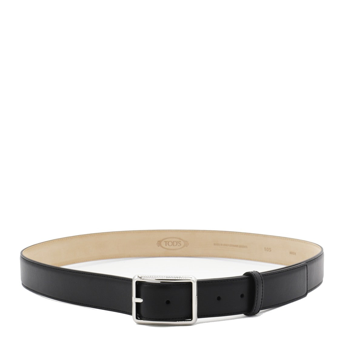 Tod's Black Leather Belt With Silver-Tone Buckle