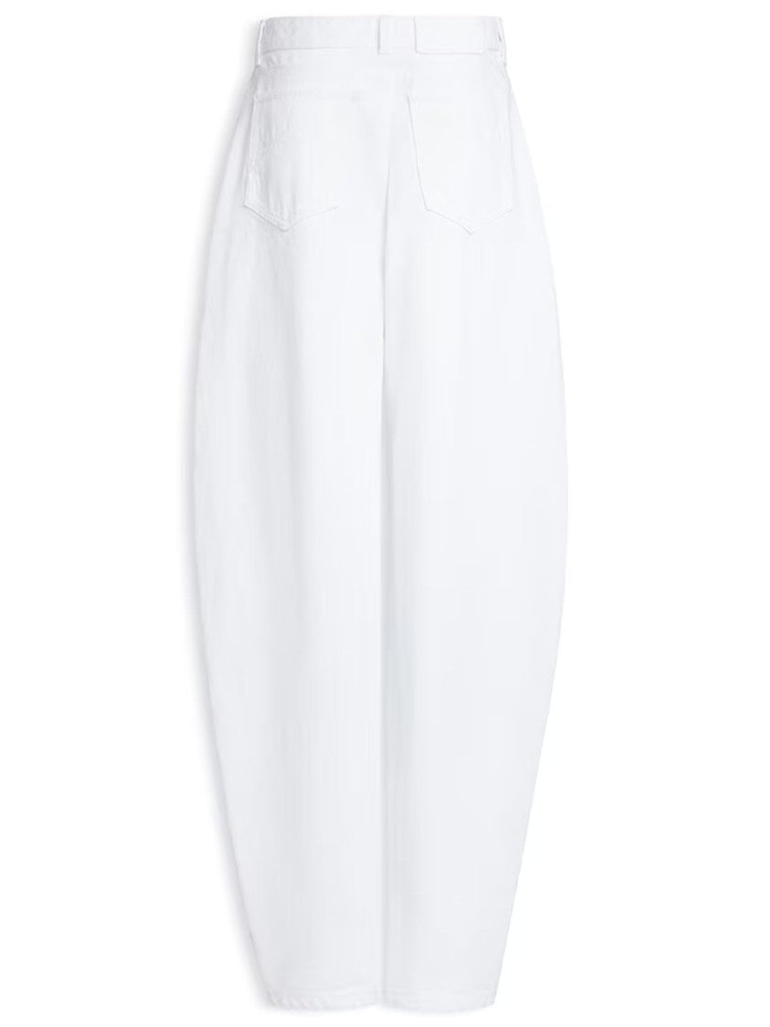 Alaïa White Cotton Denim Round High-Waisted Jeans