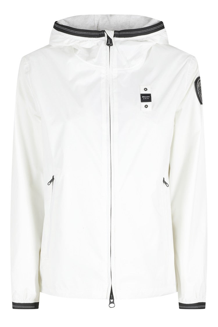 Blauer White Anawan Hooded Glitter Patch Polyamide Jacket