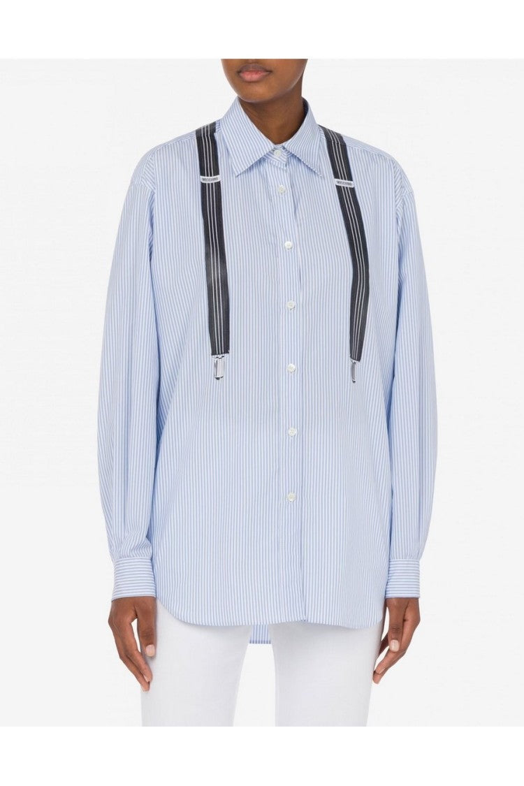 Moschino Multicolor Striped Cotton Shirt With Suspender Detail