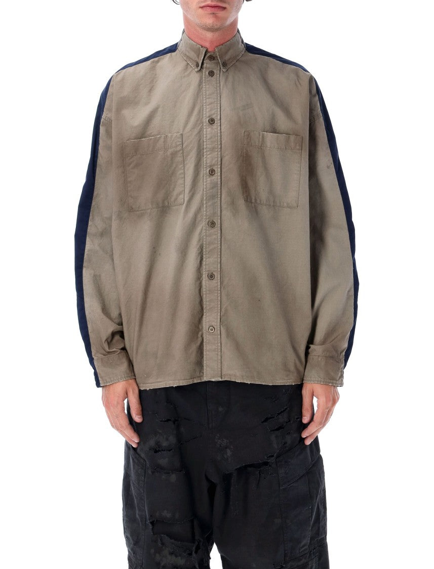 Balenciaga Worn Effect Cotton Ripstop Tracksuit Shirt