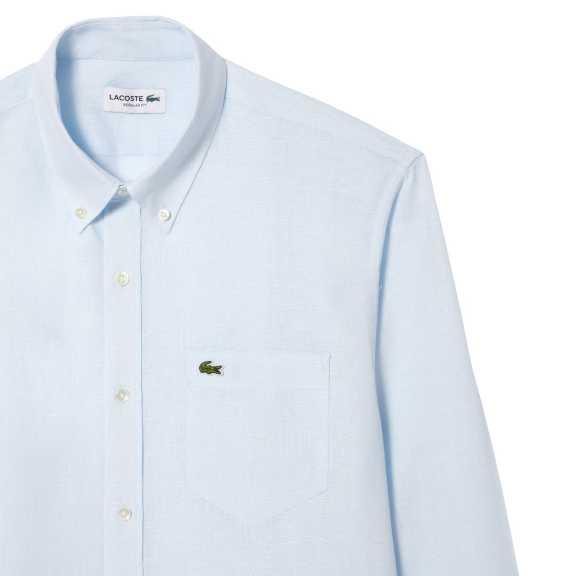 Lacoste Blue Straight Cut Refined Linen Shirt