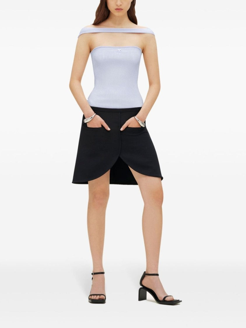 Courrèges Light Grey Ribbed Knit Top