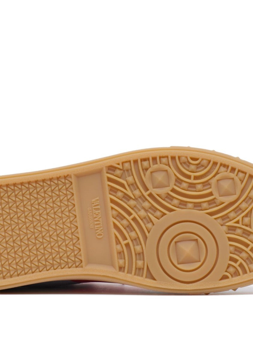 Valentino Garavani Powder Blue And Bright Red Calf Suede Sneakers