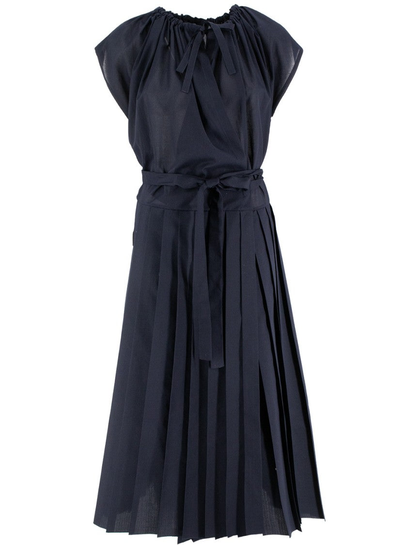 Fabiana Filippi Point-Of-Waist Muslin Dress With Pleated Skirt