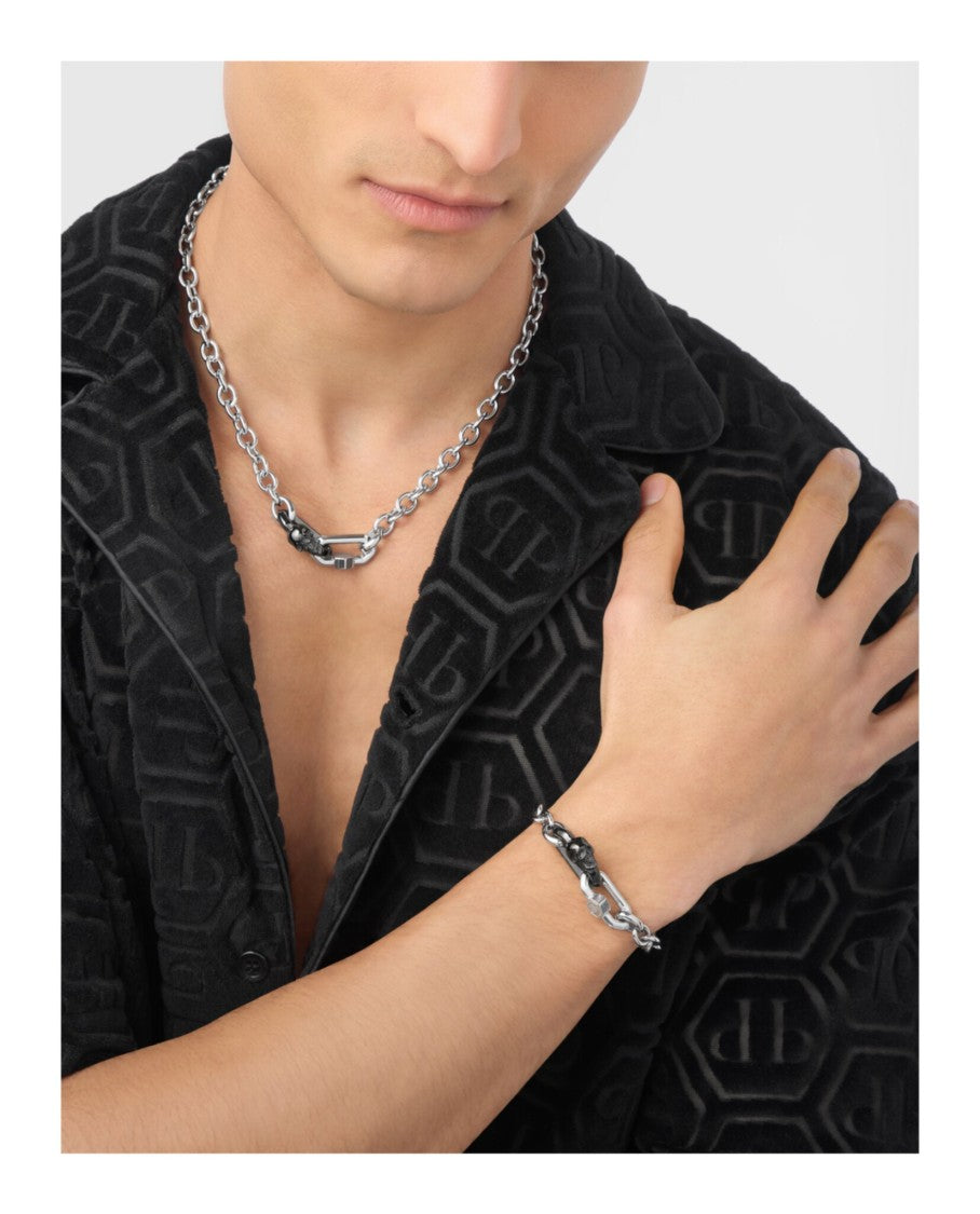 Philipp Plein Plein Edge Cable Chain Bracelet With Lobster Clasp And Bold Centerpiece