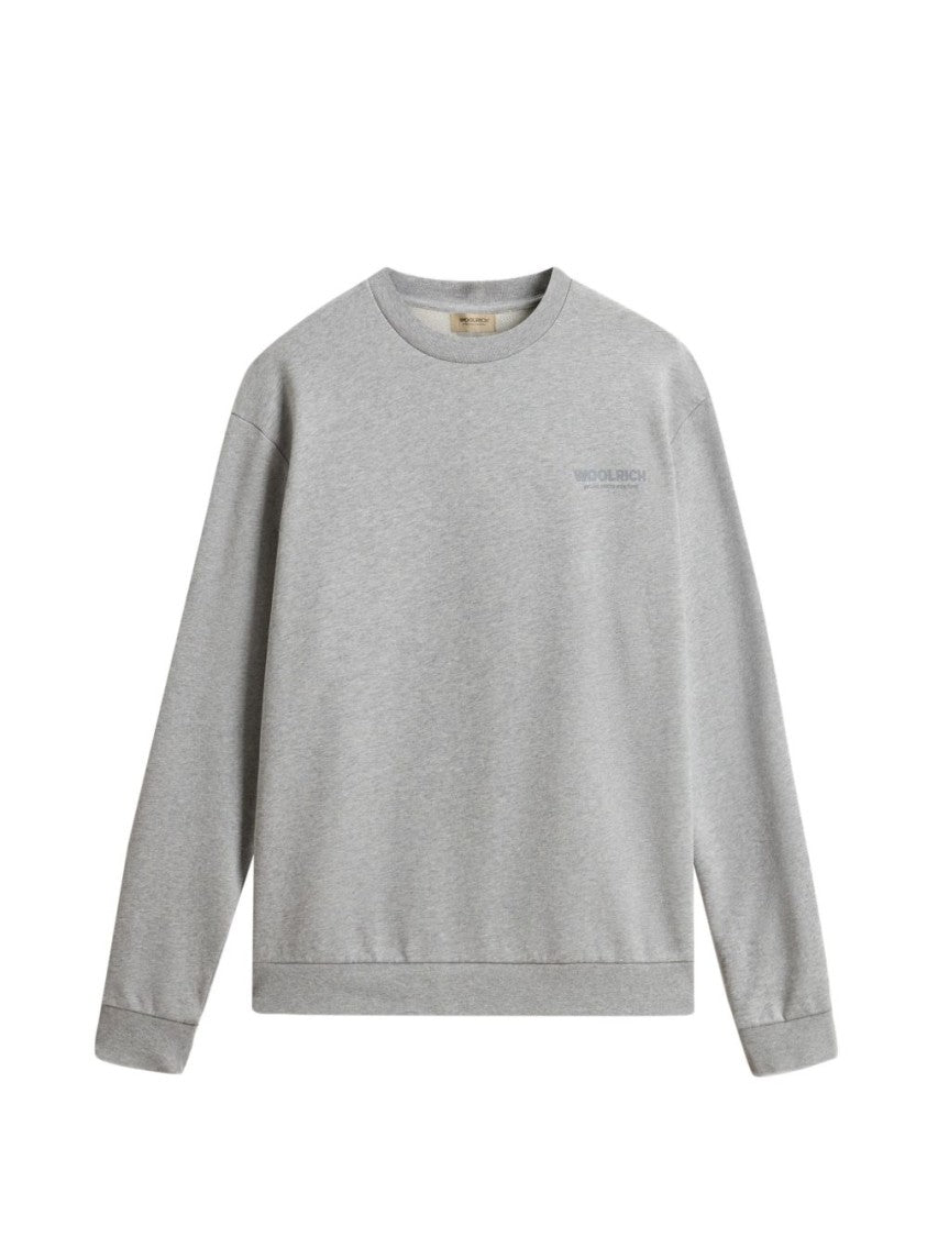 Woolrich Crew Neck Sweater With Ribbed Cuffs And Logo Detail