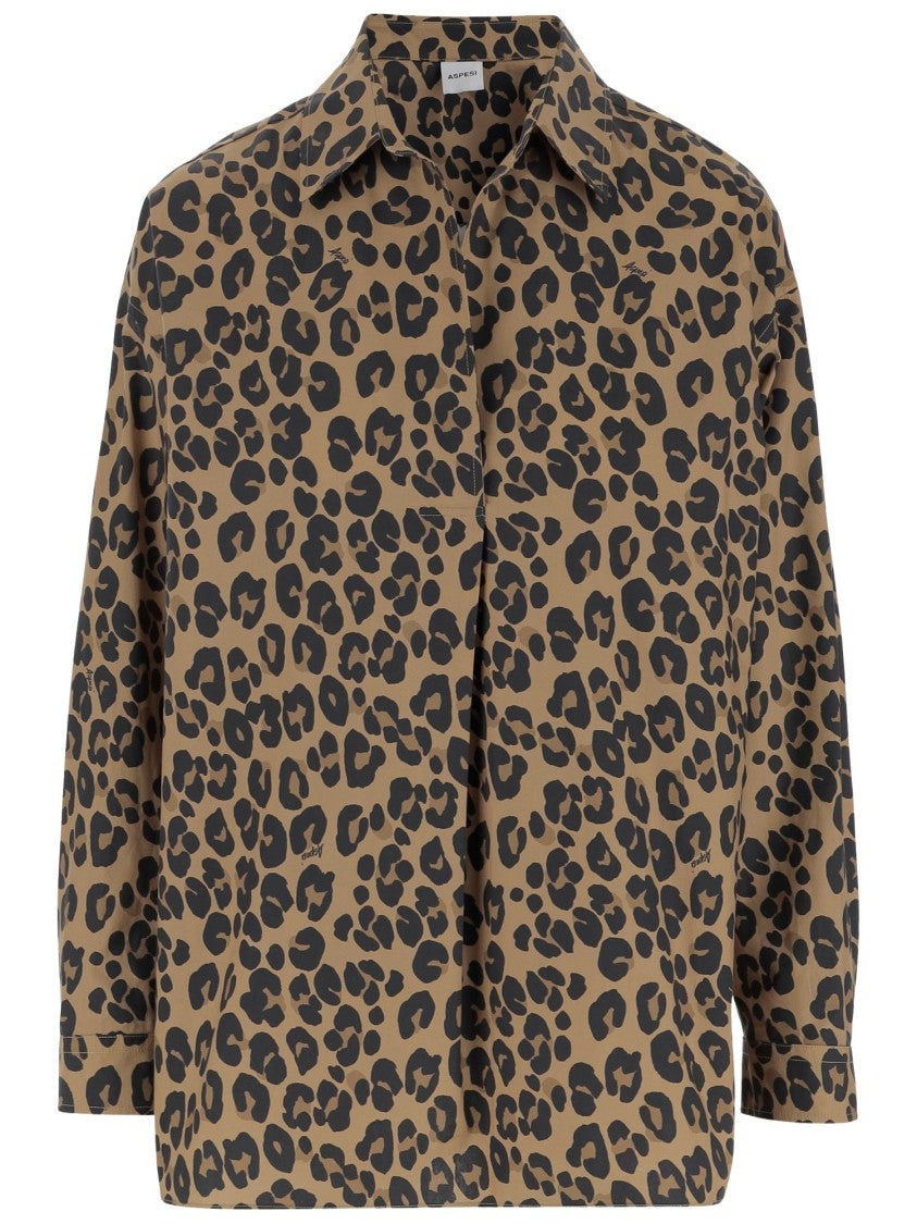 Aspesi Cotton Shirt With Leo Pattern