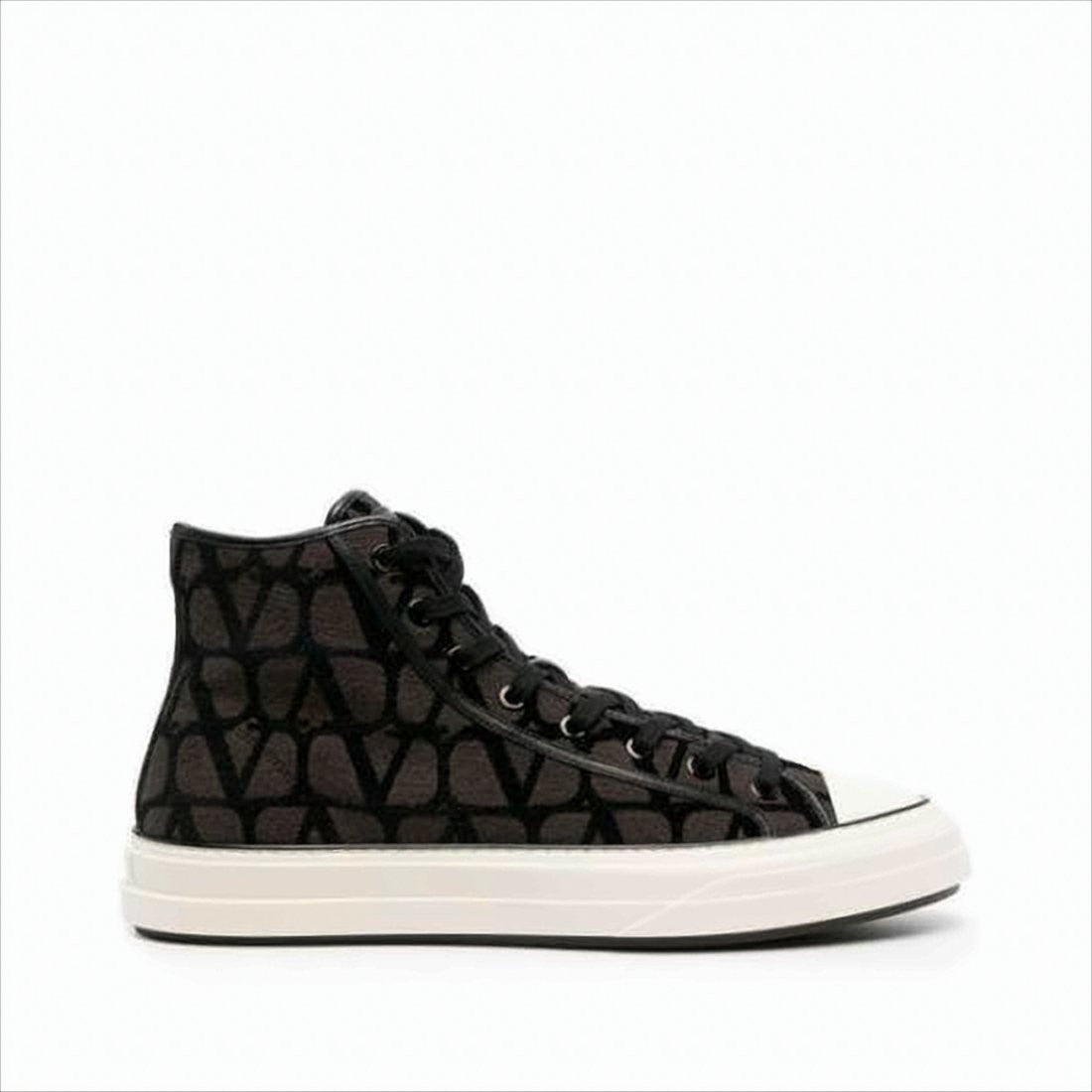 Valentino Garavani High-Top Sneakers With Abstract Pattern And Rubber Sole