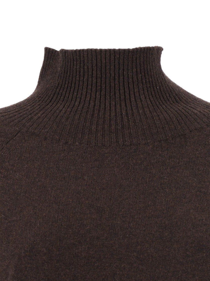 Kangra Cashmere Brown High Collar Raglan Sleeve Sweater