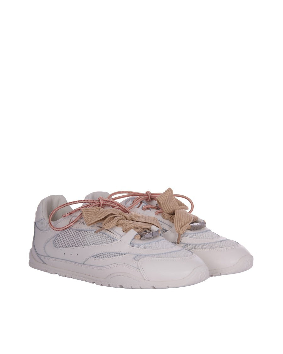 Pinko Minimalist White Sneakers With Technical Mesh