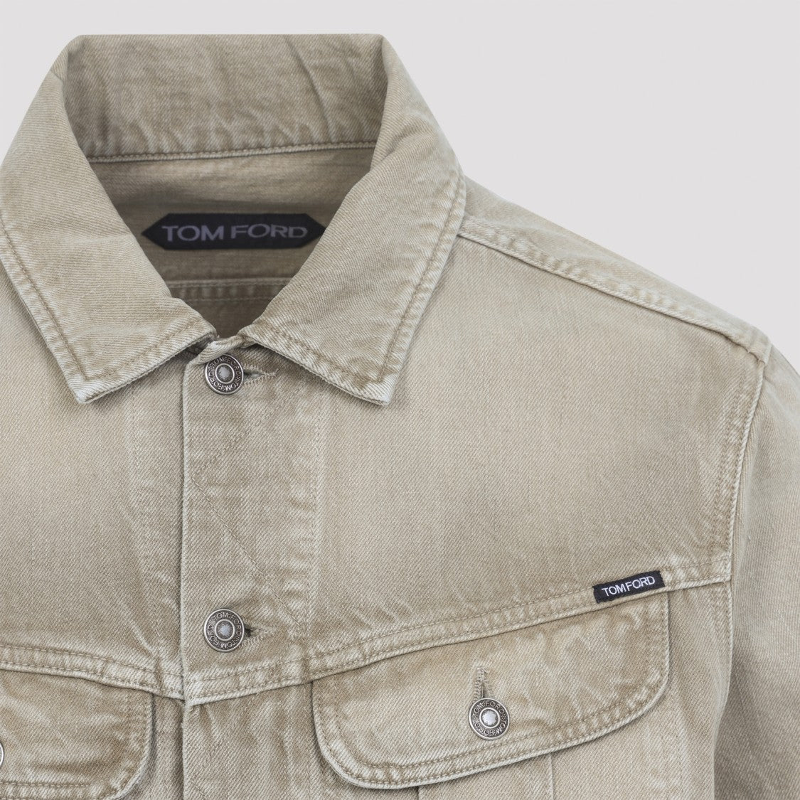 Tom Ford Washed Sand Beige Cotton Denim Jacket