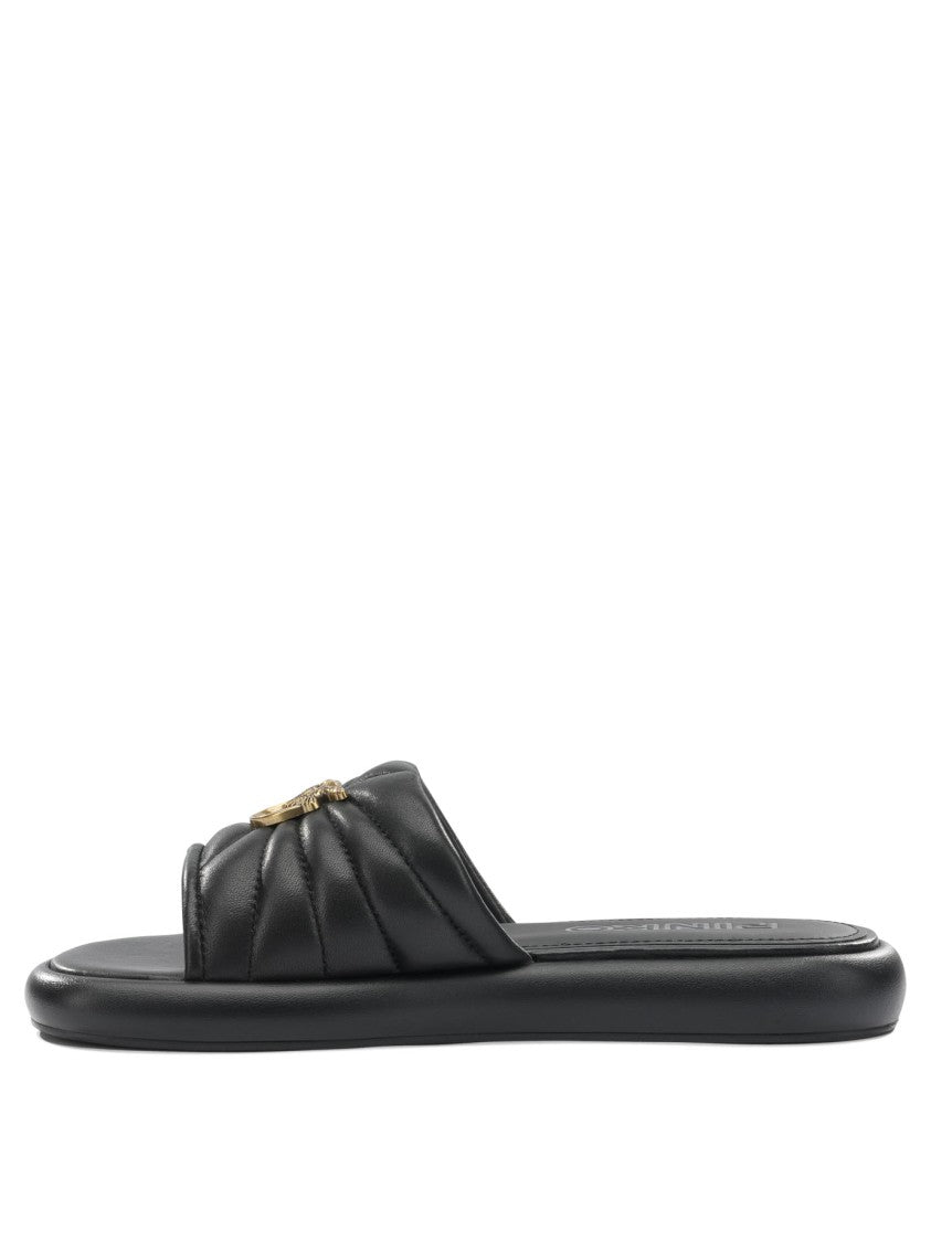 Pinko Padded Black Leather Sandals