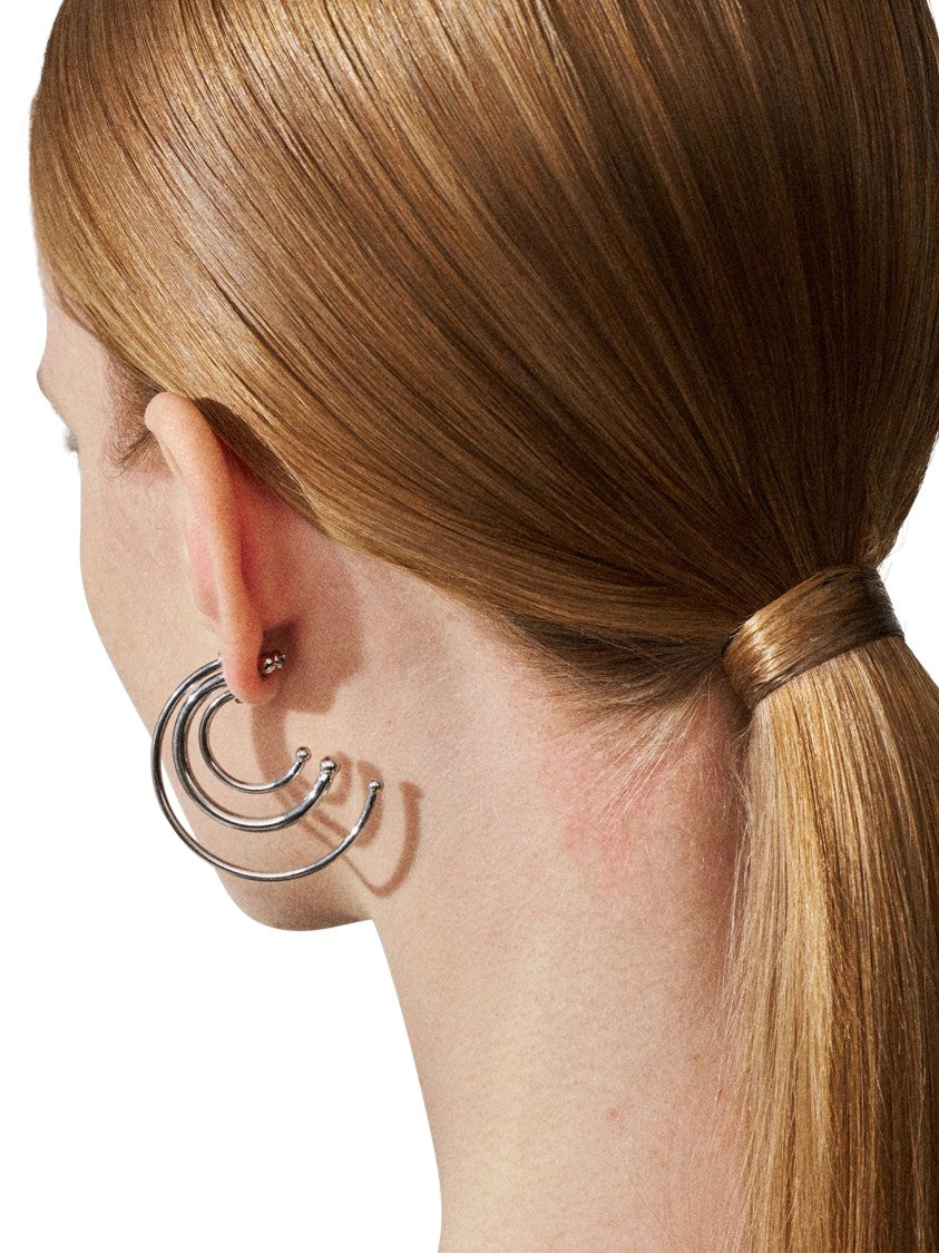 Panconesi Triple Hoop Rhodium-Plated Brass Earrings
