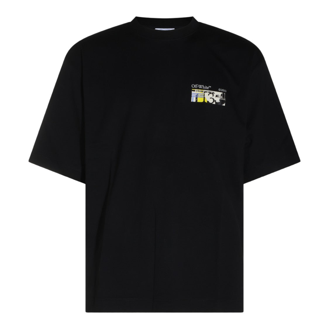 Off-White Black T-Shirt With Colorful Graphic Patch