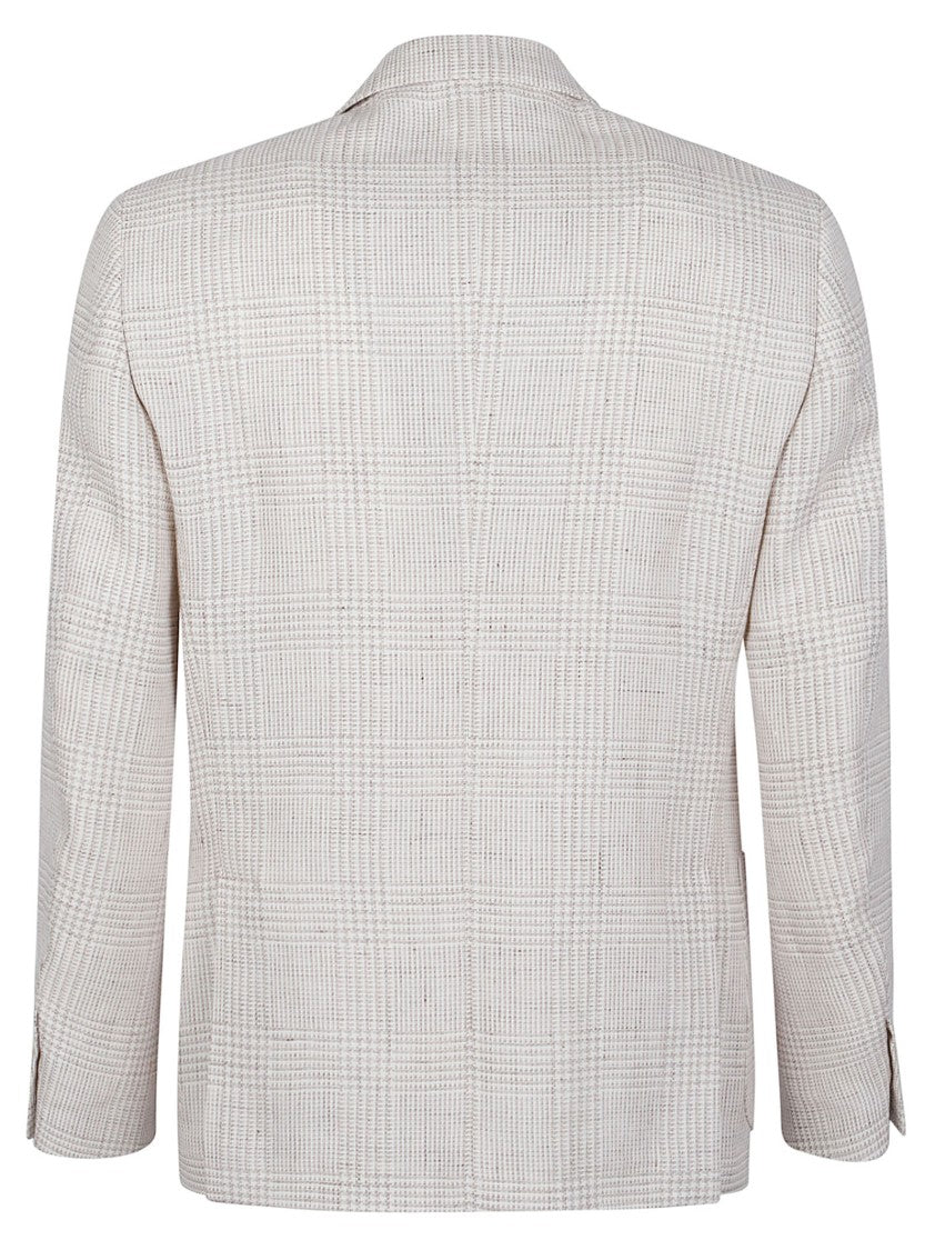 Lardini Checkered Roma Linen-Blend Blazer