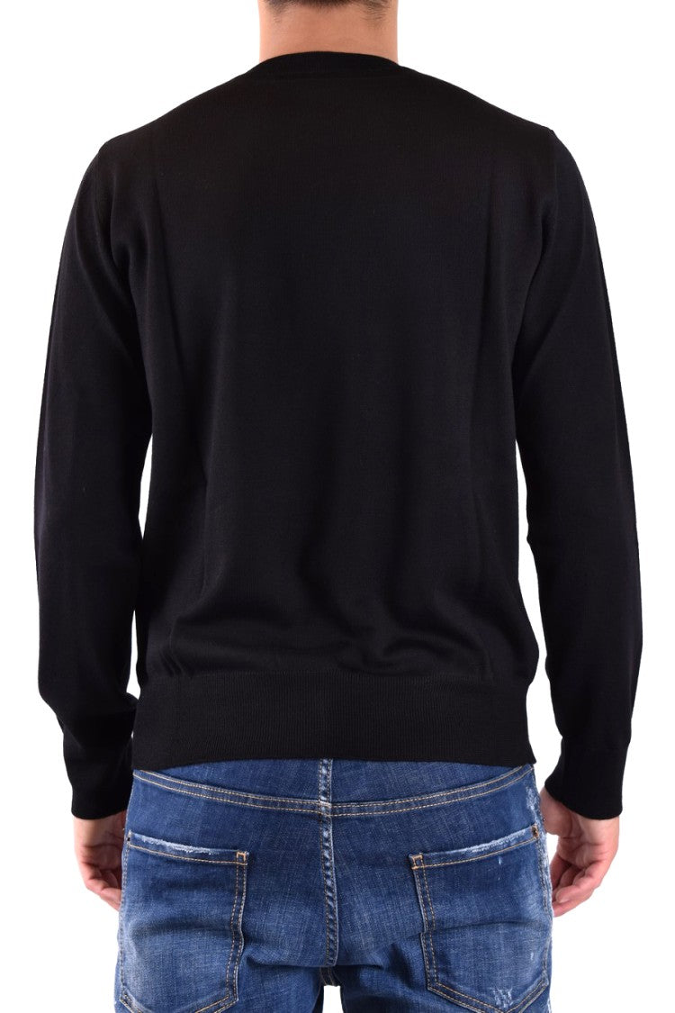 Dsquared2 Wool Crew Neck Knitwear With Red Maple Leaf Emblem